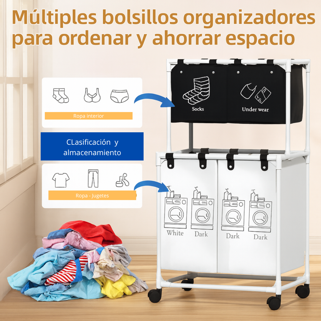 Cesta de Ropa Sucia 4 Compartimientos