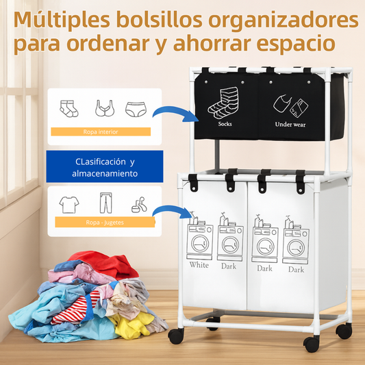 Cesta de Ropa Sucia 4 Compartimientos